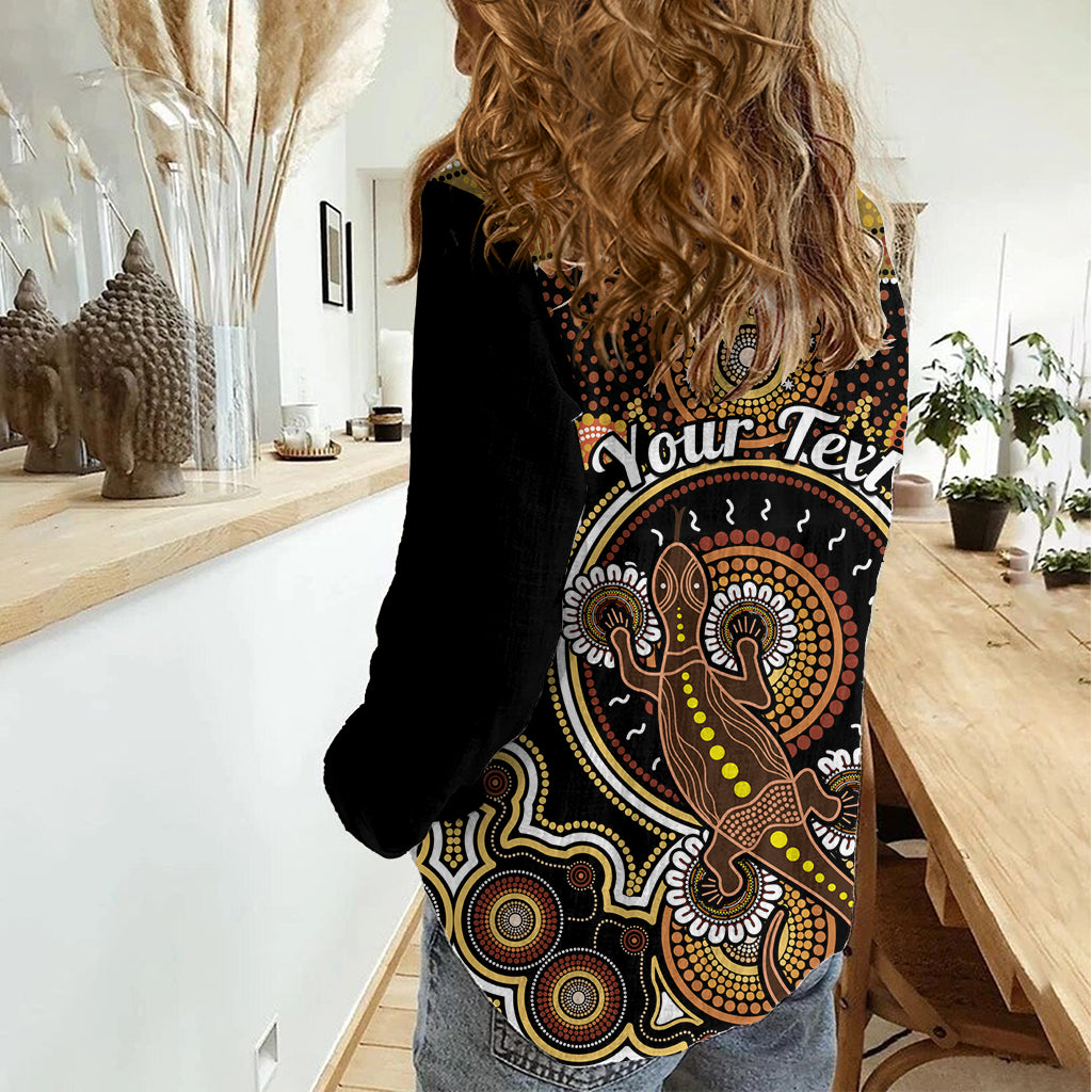 Personalised Australian Astrology Women Casual Shirt Aboriginal Goanna Zodiac Sign LT14