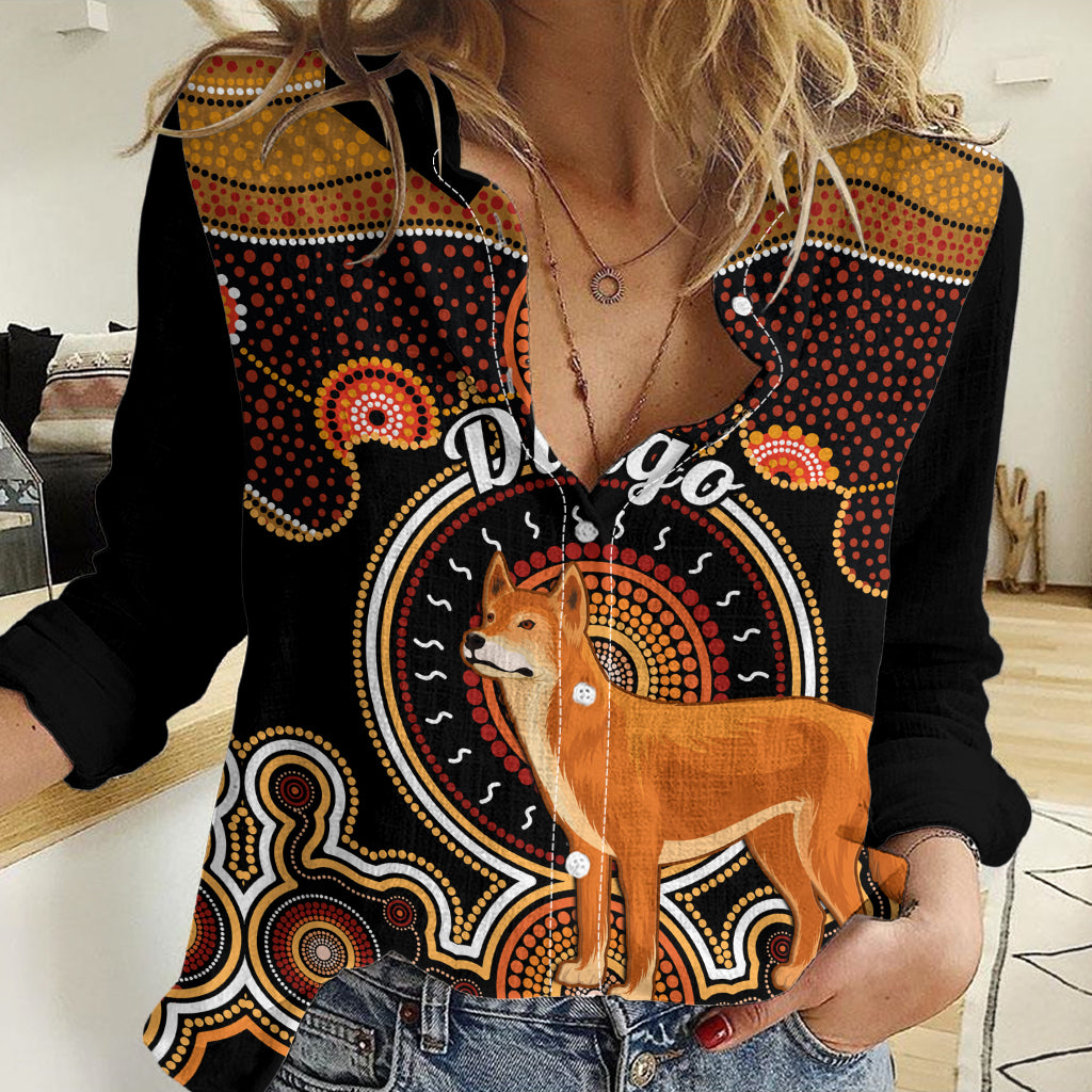 Personalised Australian Astrology Women Casual Shirt Aboriginal Dingo Zodiac Sign LT14