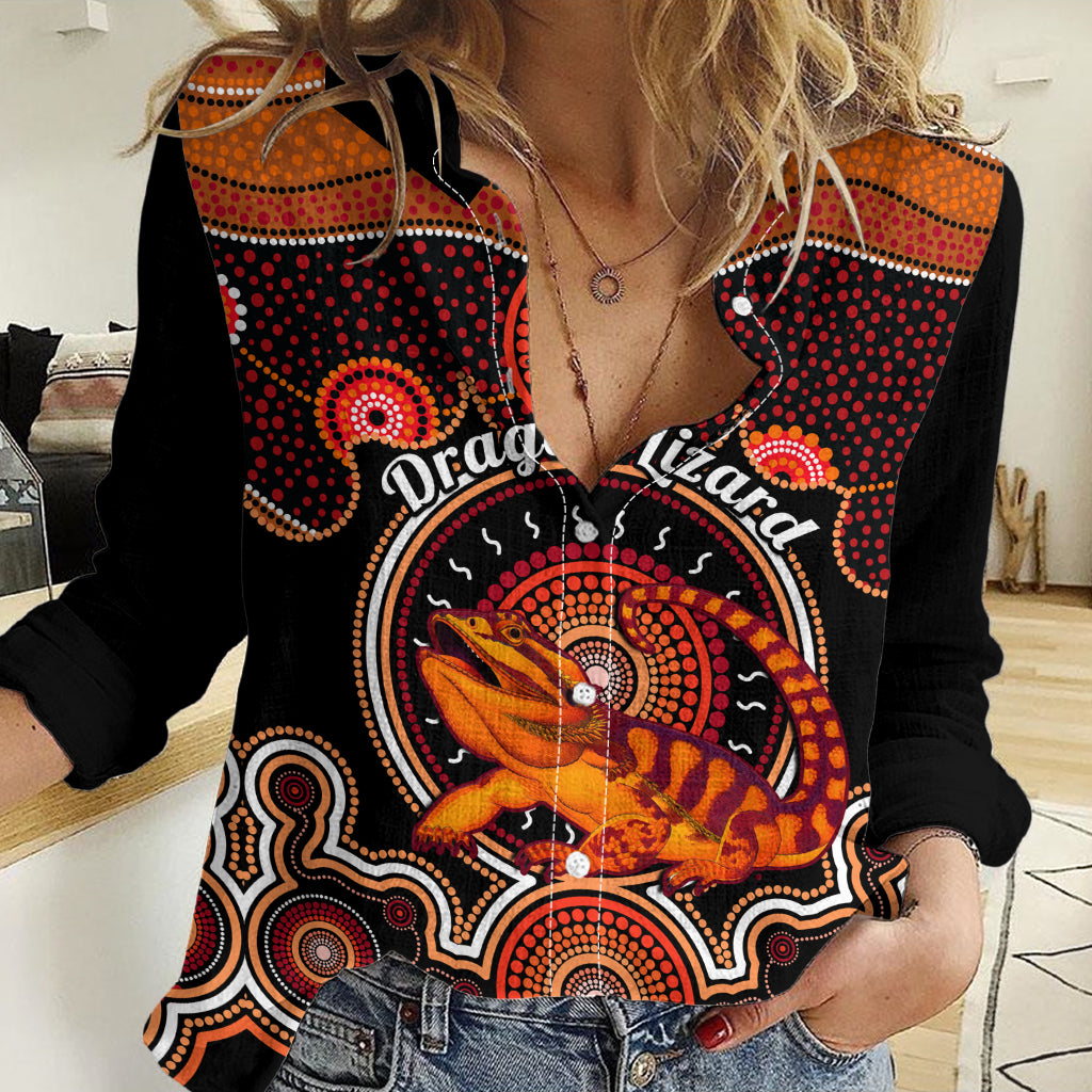 Personalised Australian Astrology Women Casual Shirt Aboriginal Dragon Lizard Zodiac Sign LT14