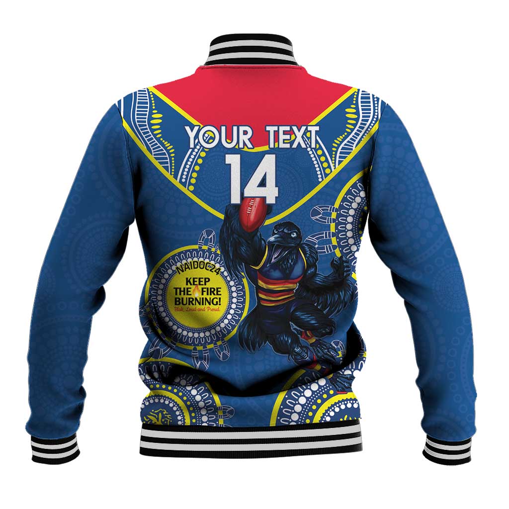 Custom AFL Crows NAIDOC Week Baseball Jacket Keep The Fire Burning Indigenous Art