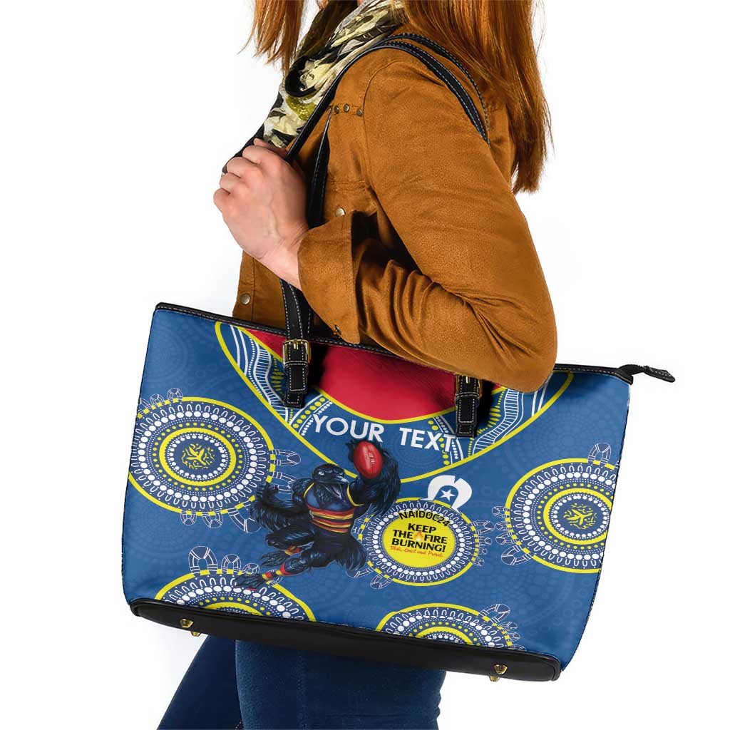 Custom AFL Crows NAIDOC Week Leather Tote Bag Keep The Fire Burning Indigenous Art