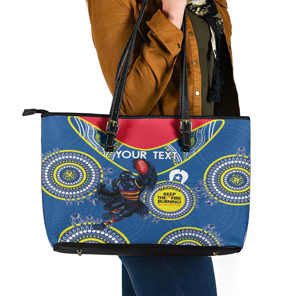 Custom AFL Crows NAIDOC Week Leather Tote Bag Keep The Fire Burning Indigenous Art