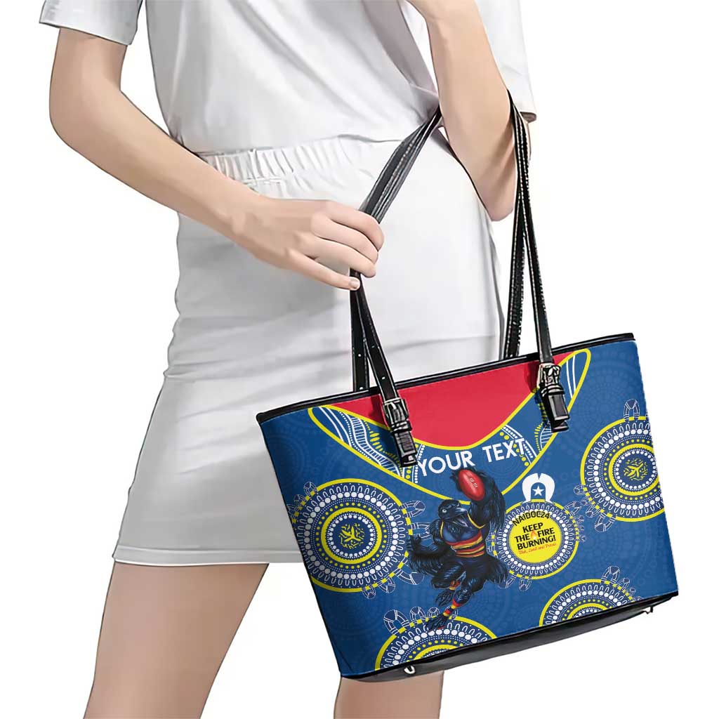 Custom AFL Crows NAIDOC Week Leather Tote Bag Keep The Fire Burning Indigenous Art