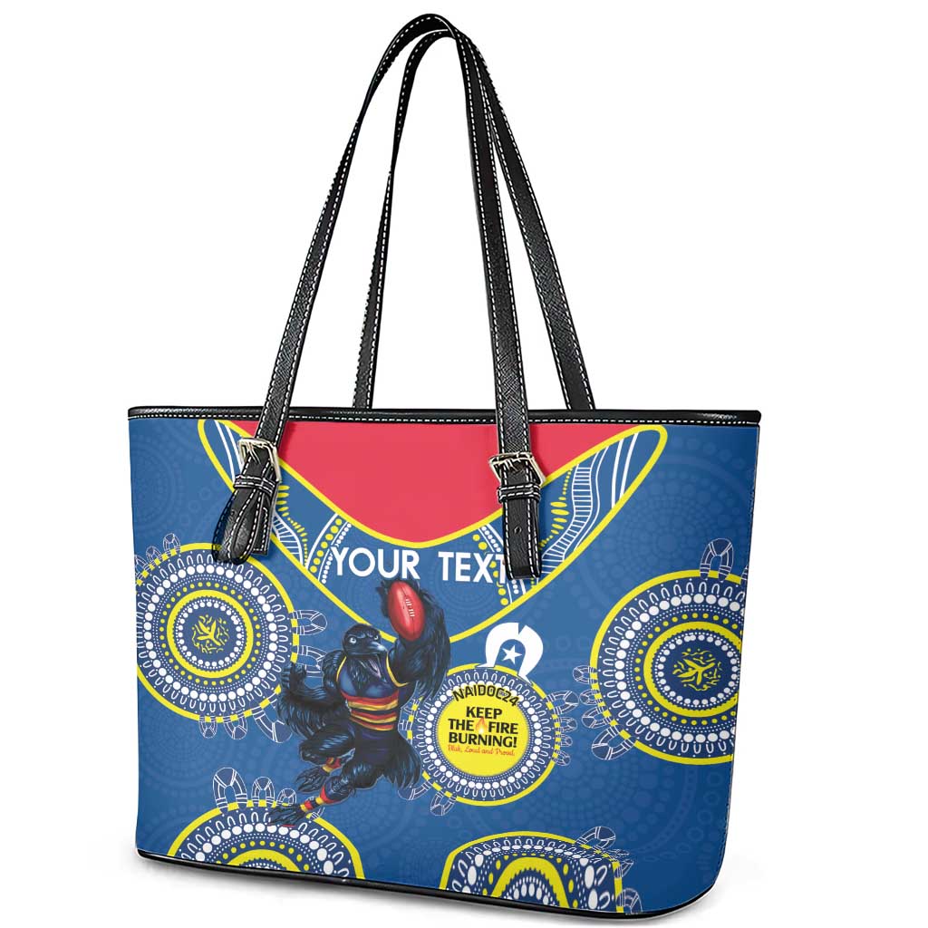 Custom AFL Crows NAIDOC Week Leather Tote Bag Keep The Fire Burning Indigenous Art