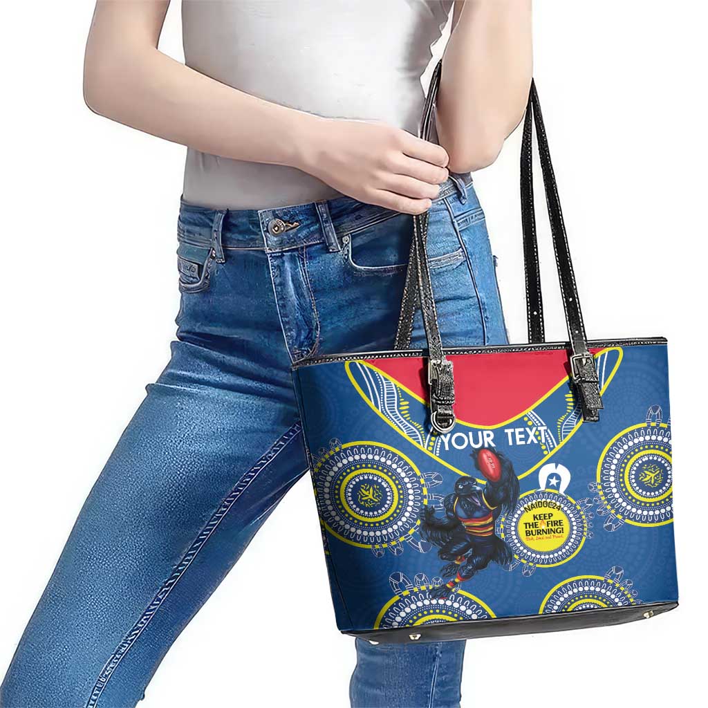 Custom AFL Crows NAIDOC Week Leather Tote Bag Keep The Fire Burning Indigenous Art