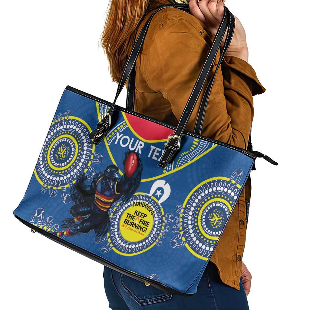 Custom AFL Crows NAIDOC Week Leather Tote Bag Keep The Fire Burning Indigenous Art