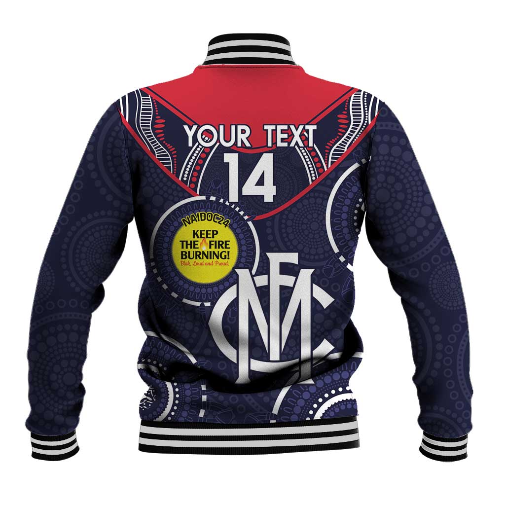 Custom AFL Demons NAIDOC Week Baseball Jacket Keep The Fire Burning Indigenous Art