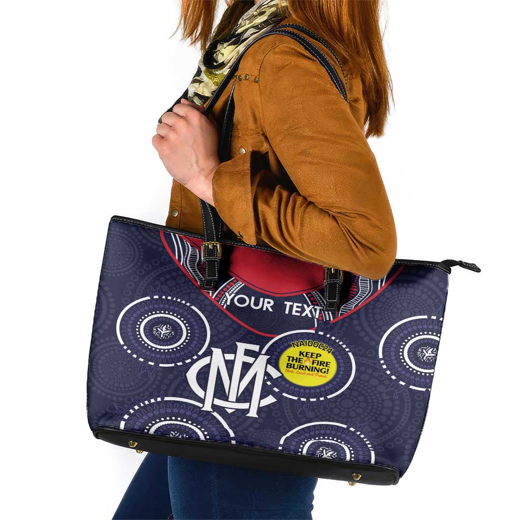 Custom AFL Demons NAIDOC Week Leather Tote Bag Keep The Fire Burning Indigenous Art