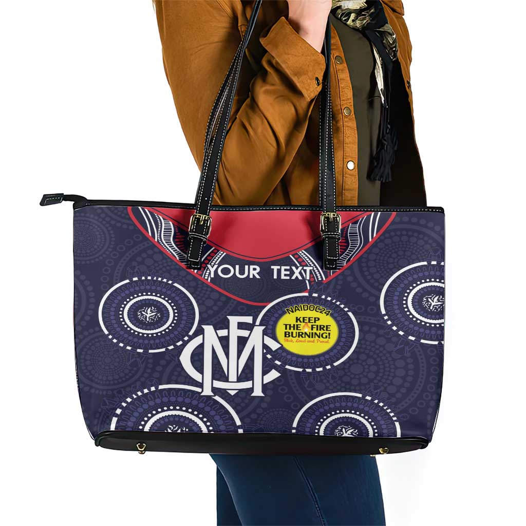 Custom AFL Demons NAIDOC Week Leather Tote Bag Keep The Fire Burning Indigenous Art