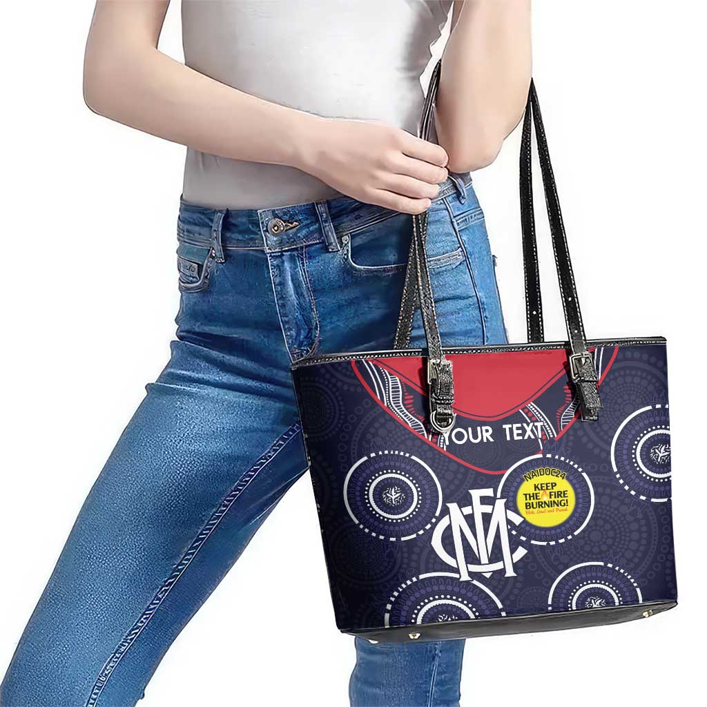 Custom AFL Demons NAIDOC Week Leather Tote Bag Keep The Fire Burning Indigenous Art