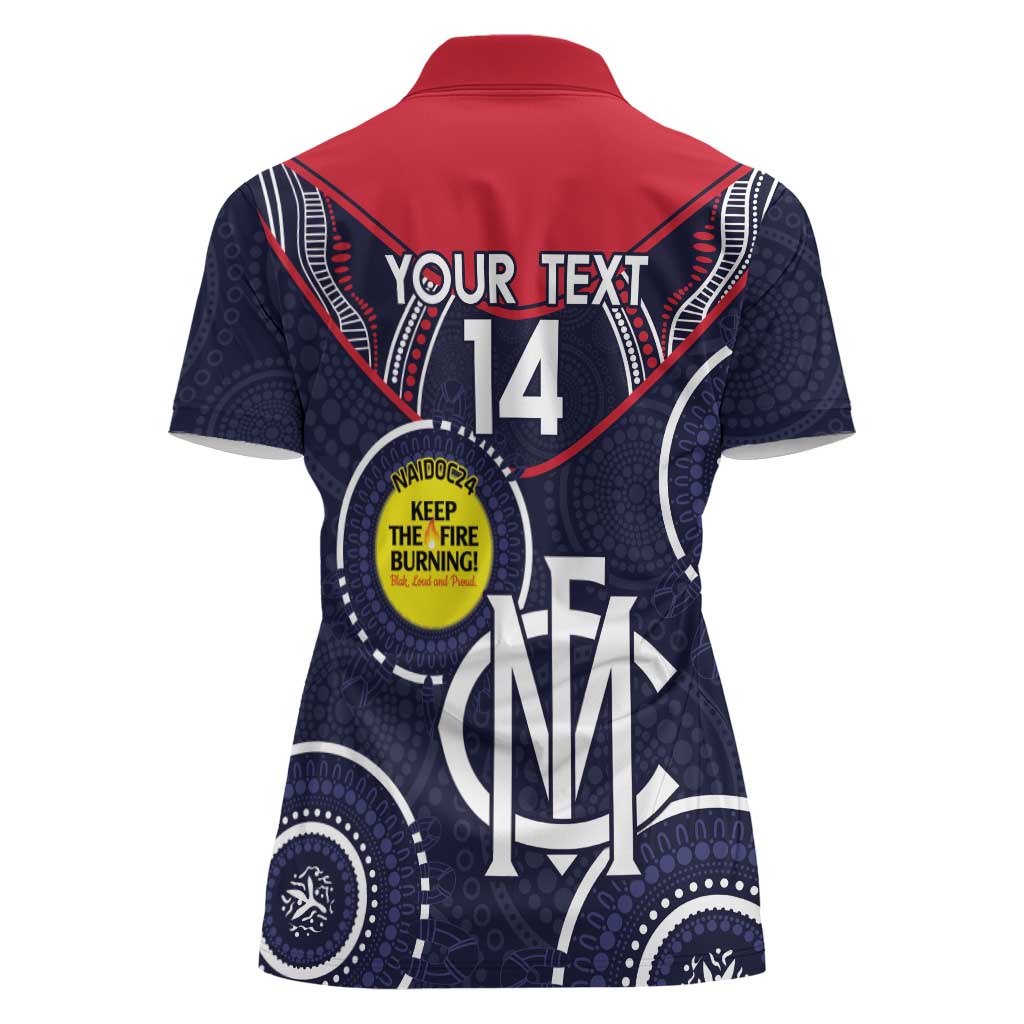 Custom AFL Demons NAIDOC Week Women Polo Shirt Keep The Fire Burning Indigenous Art