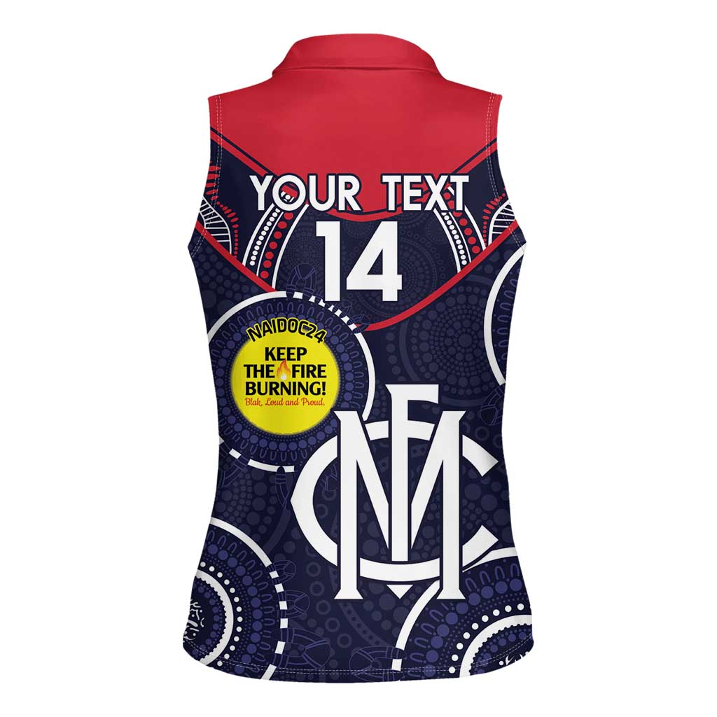 Custom AFL Demons NAIDOC Week Women Sleeveless Polo Shirt Keep The Fire Burning Indigenous Art