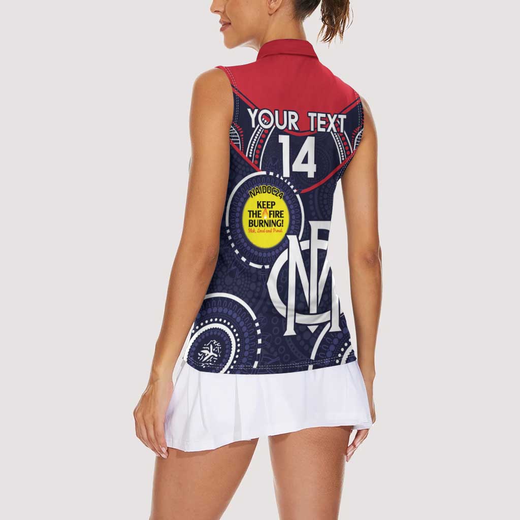 Custom AFL Demons NAIDOC Week Women Sleeveless Polo Shirt Keep The Fire Burning Indigenous Art