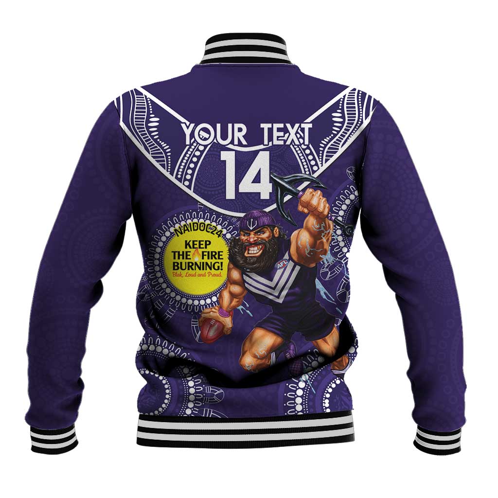 Custom AFL Dockers NAIDOC Week Baseball Jacket Keep The Fire Burning Indigenous Art