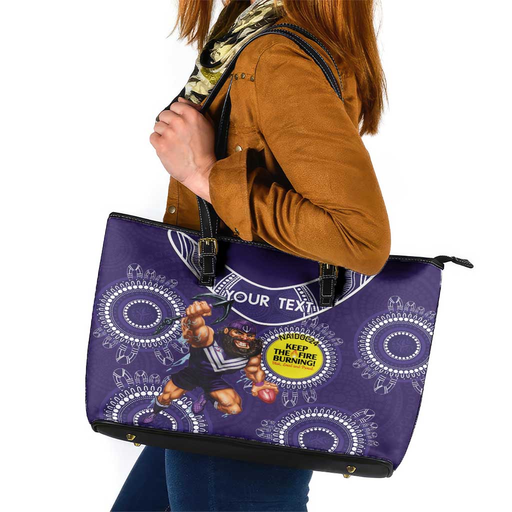 Custom AFL Dockers NAIDOC Week Leather Tote Bag Keep The Fire Burning Indigenous Art