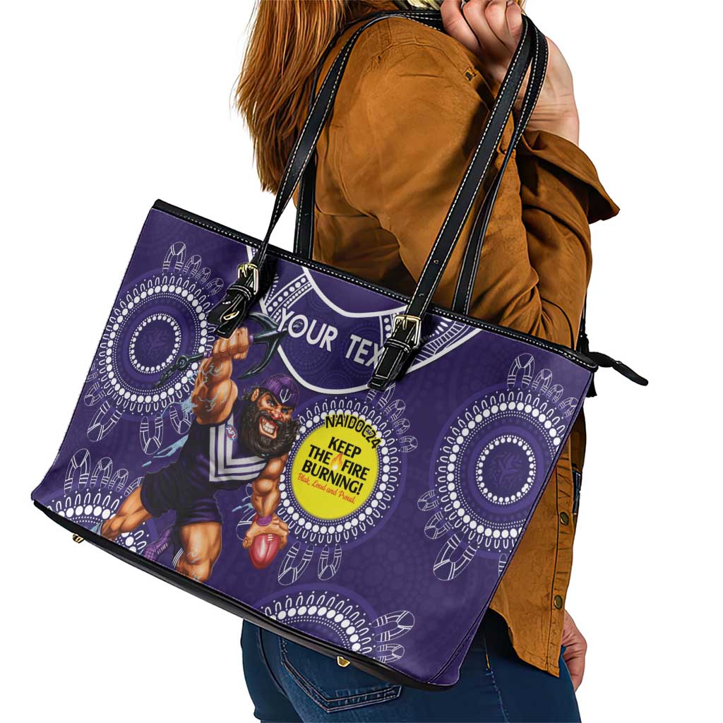 Custom AFL Dockers NAIDOC Week Leather Tote Bag Keep The Fire Burning Indigenous Art