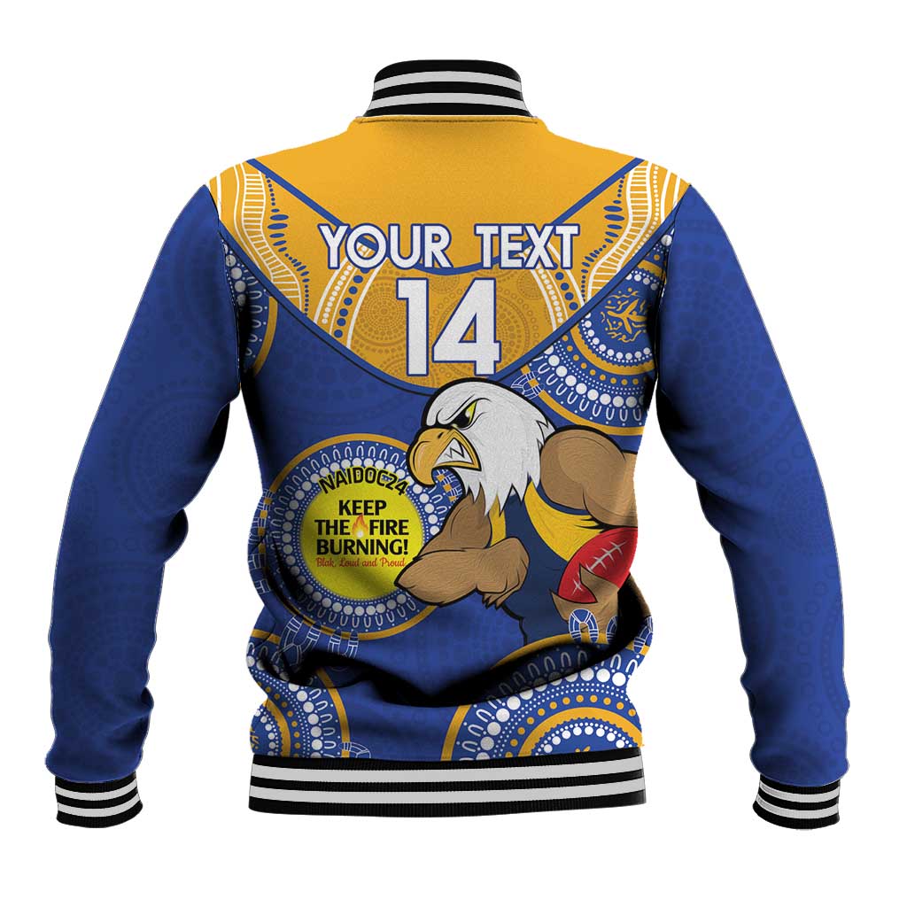 Custom AFL Eagles  NAIDOC Week Baseball Jacket Keep The Fire Burning Indigenous Art