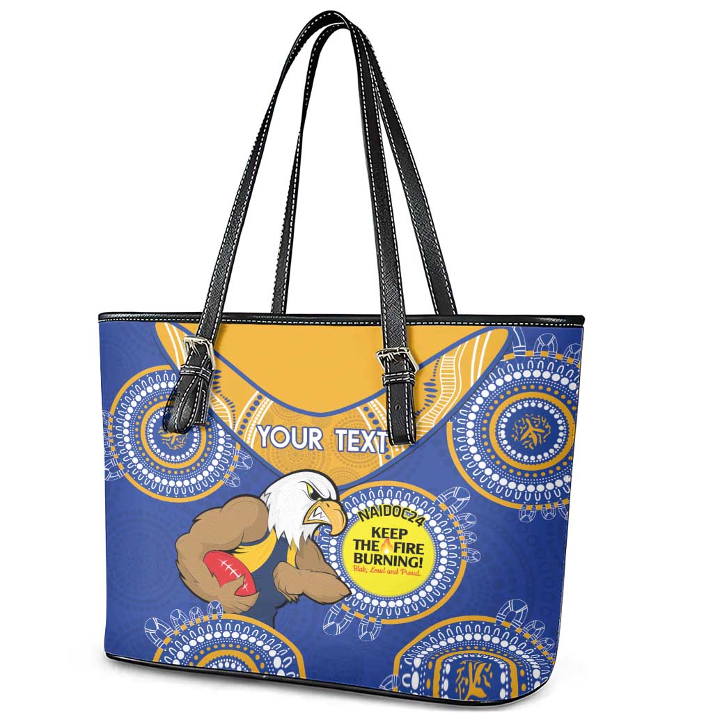 Custom AFL Eagles  NAIDOC Week Leather Tote Bag Keep The Fire Burning Indigenous Art