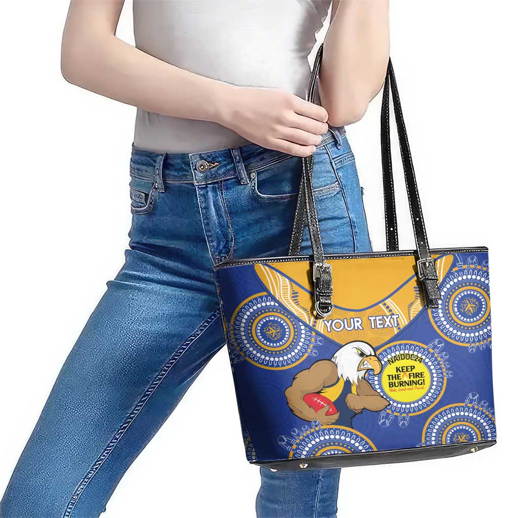 Custom AFL Eagles  NAIDOC Week Leather Tote Bag Keep The Fire Burning Indigenous Art