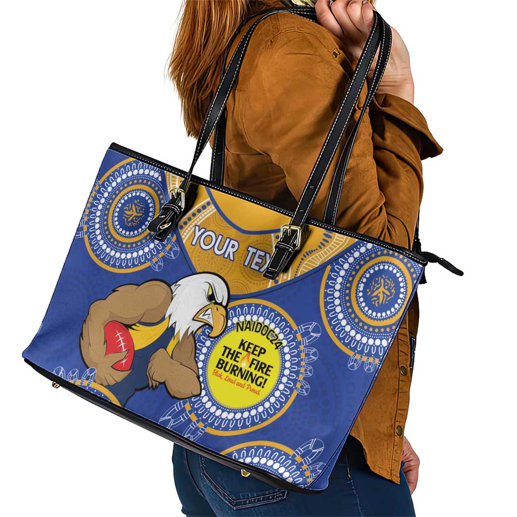 Custom AFL Eagles  NAIDOC Week Leather Tote Bag Keep The Fire Burning Indigenous Art