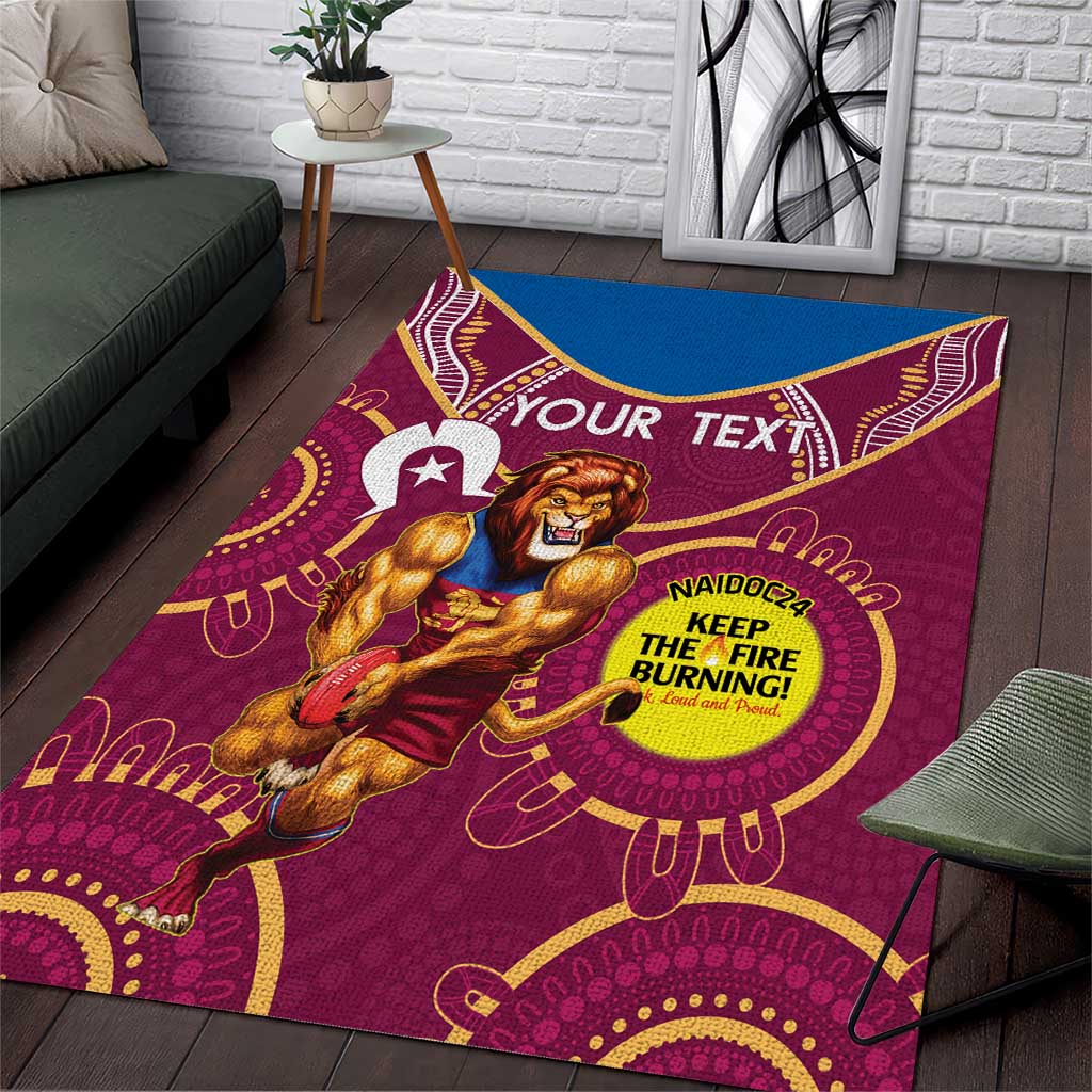 Custom AFL Brisbane Lions NAIDOC Week Area Rug Keep The Fire Burning Indigenous Art