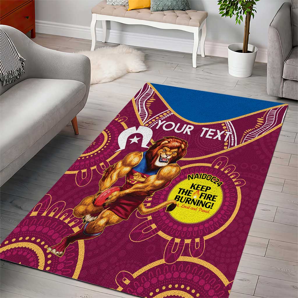 Custom AFL Brisbane Lions NAIDOC Week Area Rug Keep The Fire Burning Indigenous Art