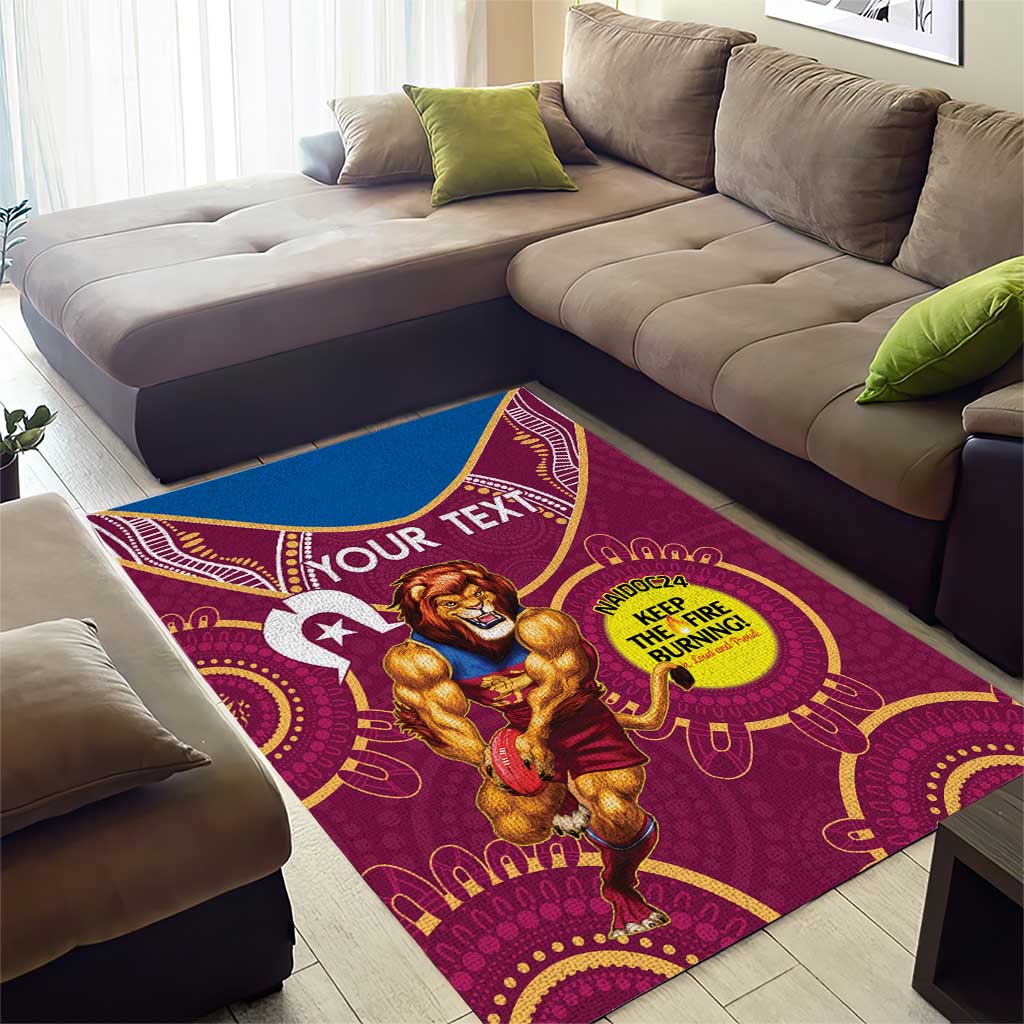 Custom AFL Brisbane Lions NAIDOC Week Area Rug Keep The Fire Burning Indigenous Art