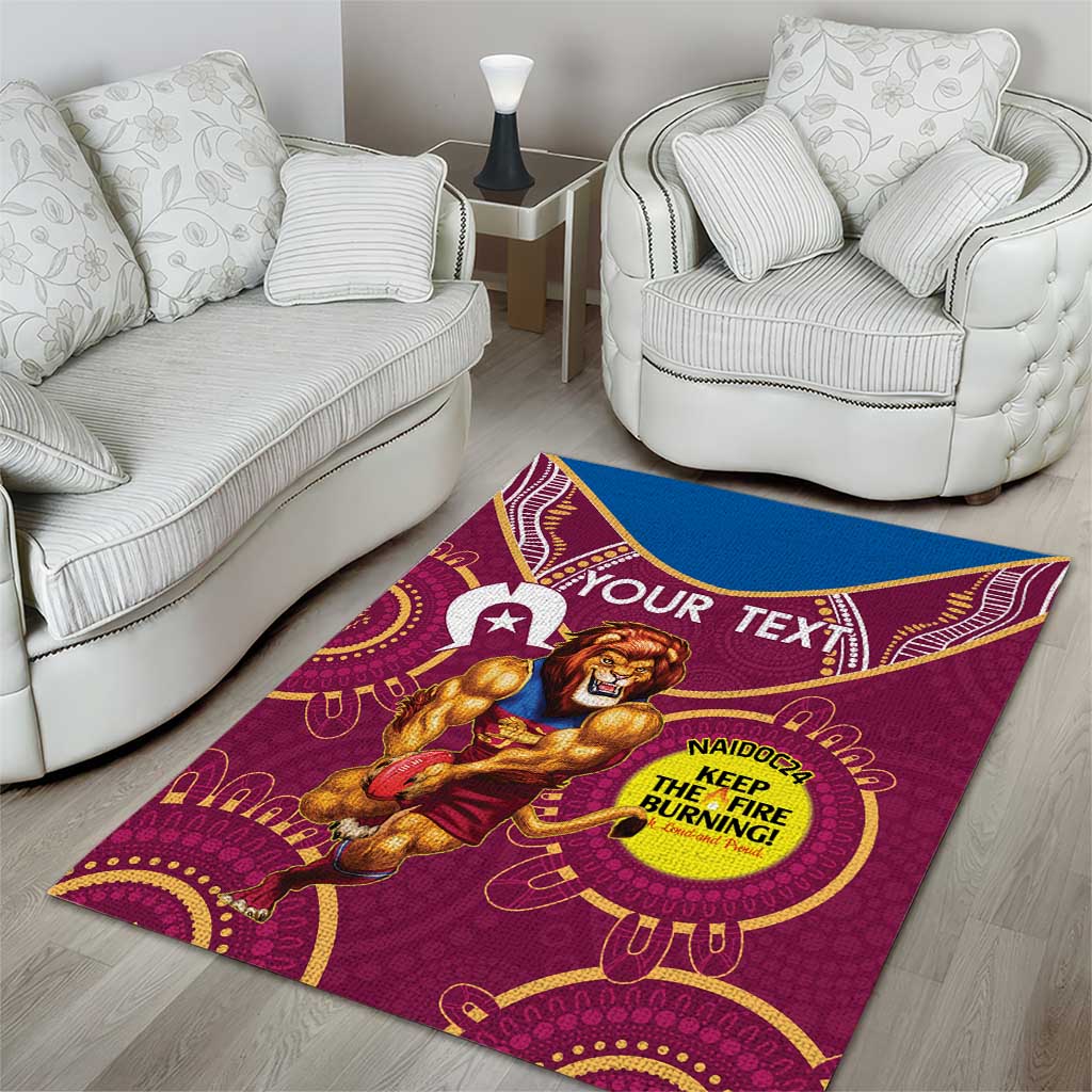 Custom AFL Brisbane Lions NAIDOC Week Area Rug Keep The Fire Burning Indigenous Art