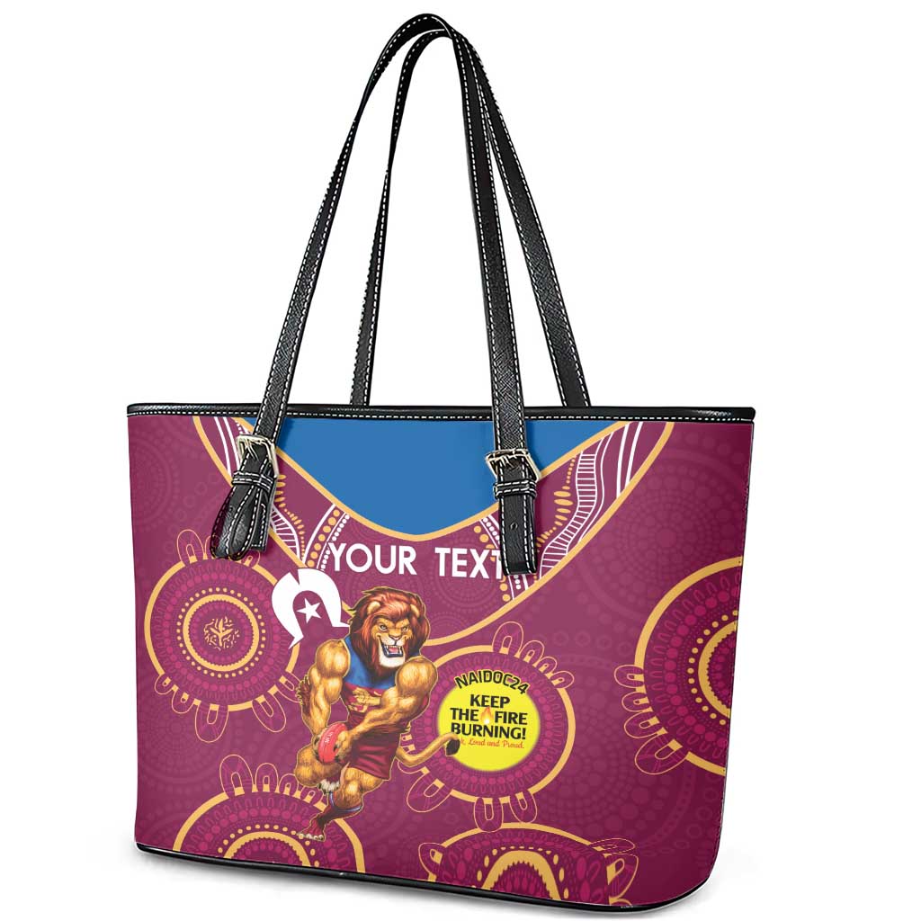 Custom AFL Brisbane Lions NAIDOC Week Leather Tote Bag Keep The Fire Burning Indigenous Art