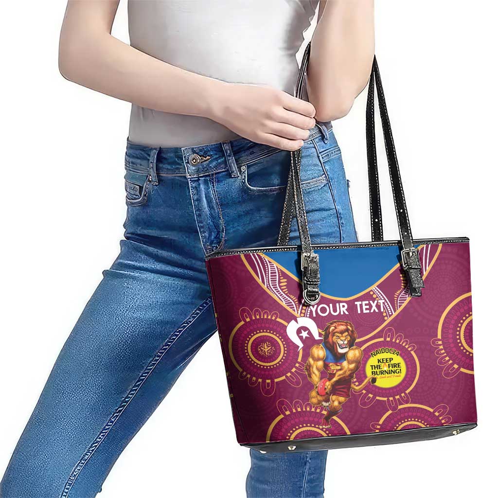 Custom AFL Brisbane Lions NAIDOC Week Leather Tote Bag Keep The Fire Burning Indigenous Art