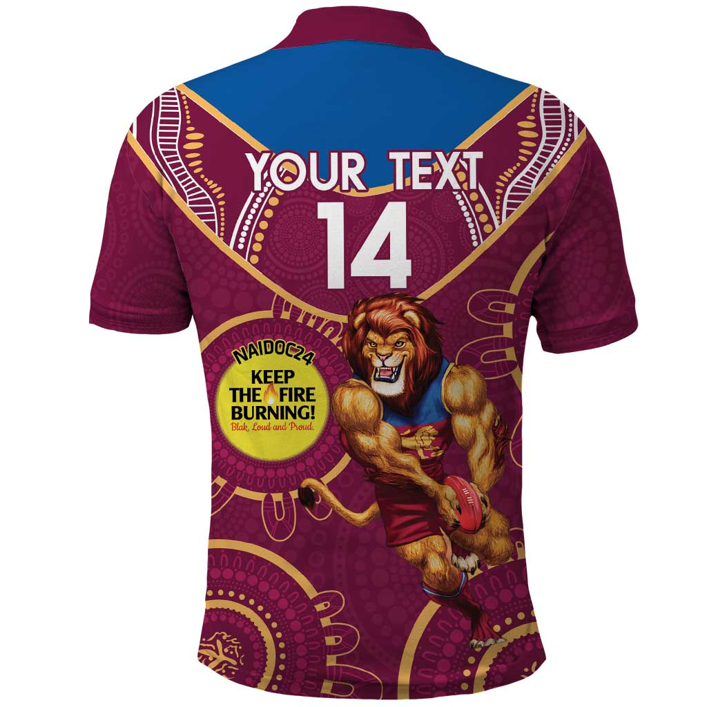 Custom AFL Brisbane Lions NAIDOC Week Polo Shirt Keep The Fire Burning Indigenous Art