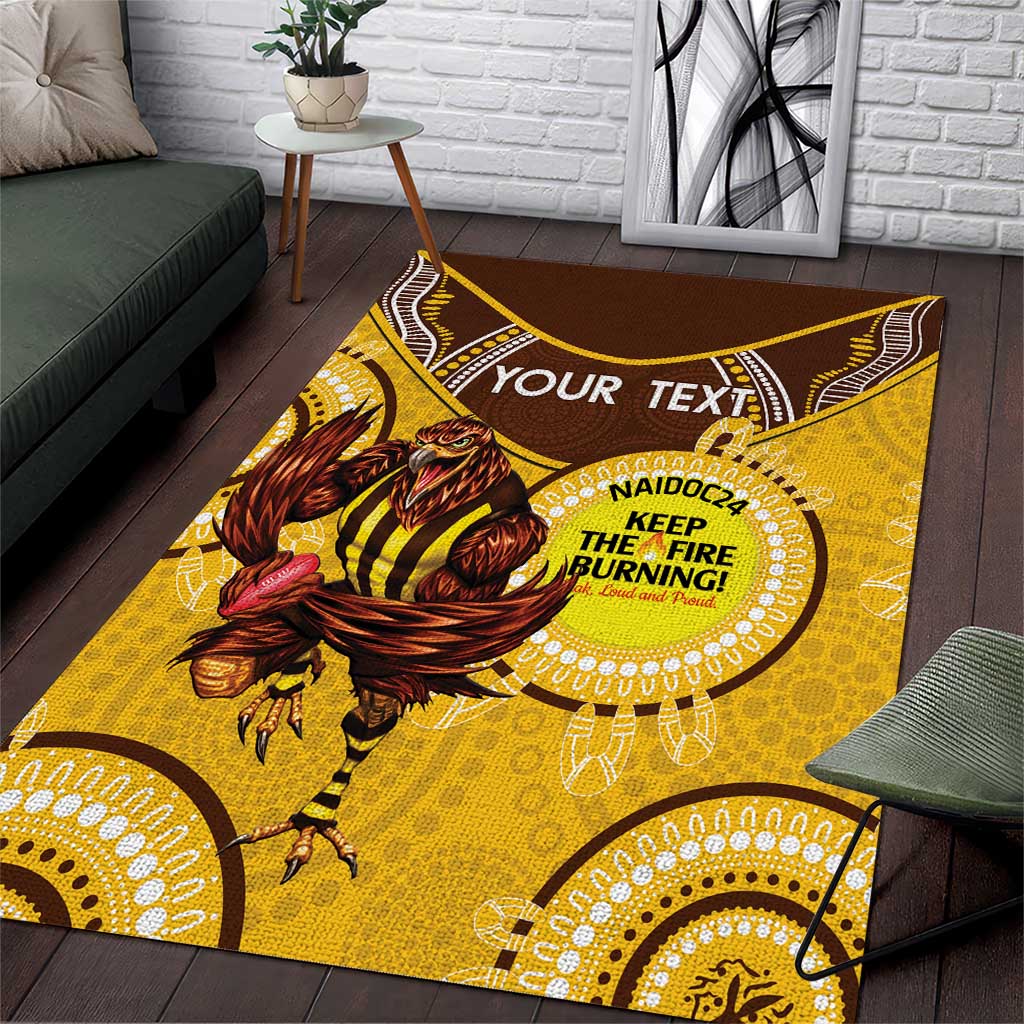 Custom AFL Hawkthorn NAIDOC Week Area Rug Keep The Fire Burning Indigenous Art