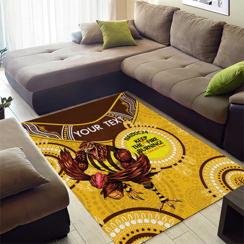 Custom AFL Hawkthorn NAIDOC Week Area Rug Keep The Fire Burning Indigenous Art