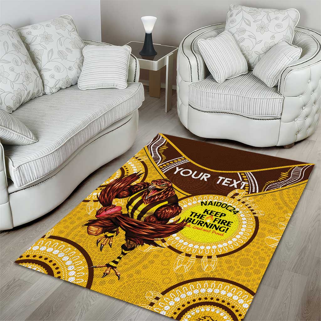 Custom AFL Hawkthorn NAIDOC Week Area Rug Keep The Fire Burning Indigenous Art