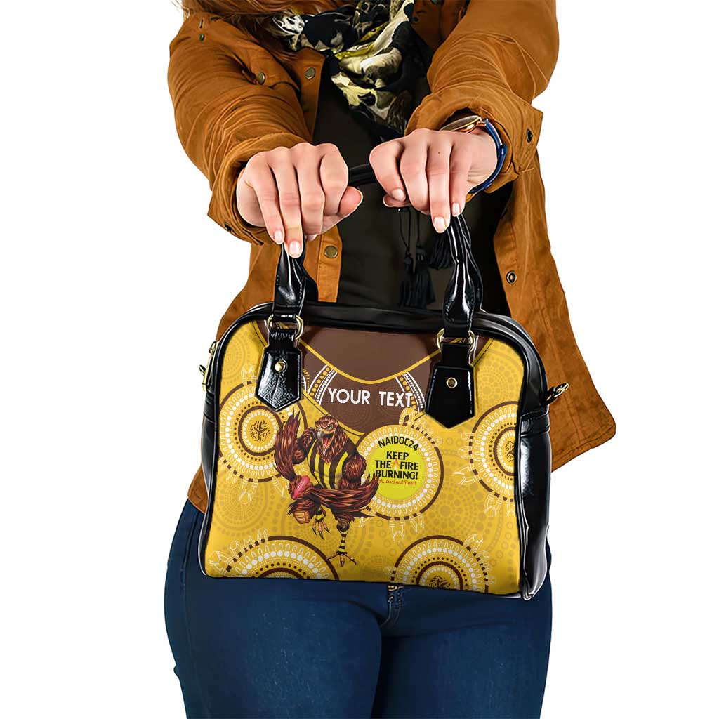 Custom AFL Hawkthorn NAIDOC Week Shoulder Handbag Keep The Fire Burning Indigenous Art