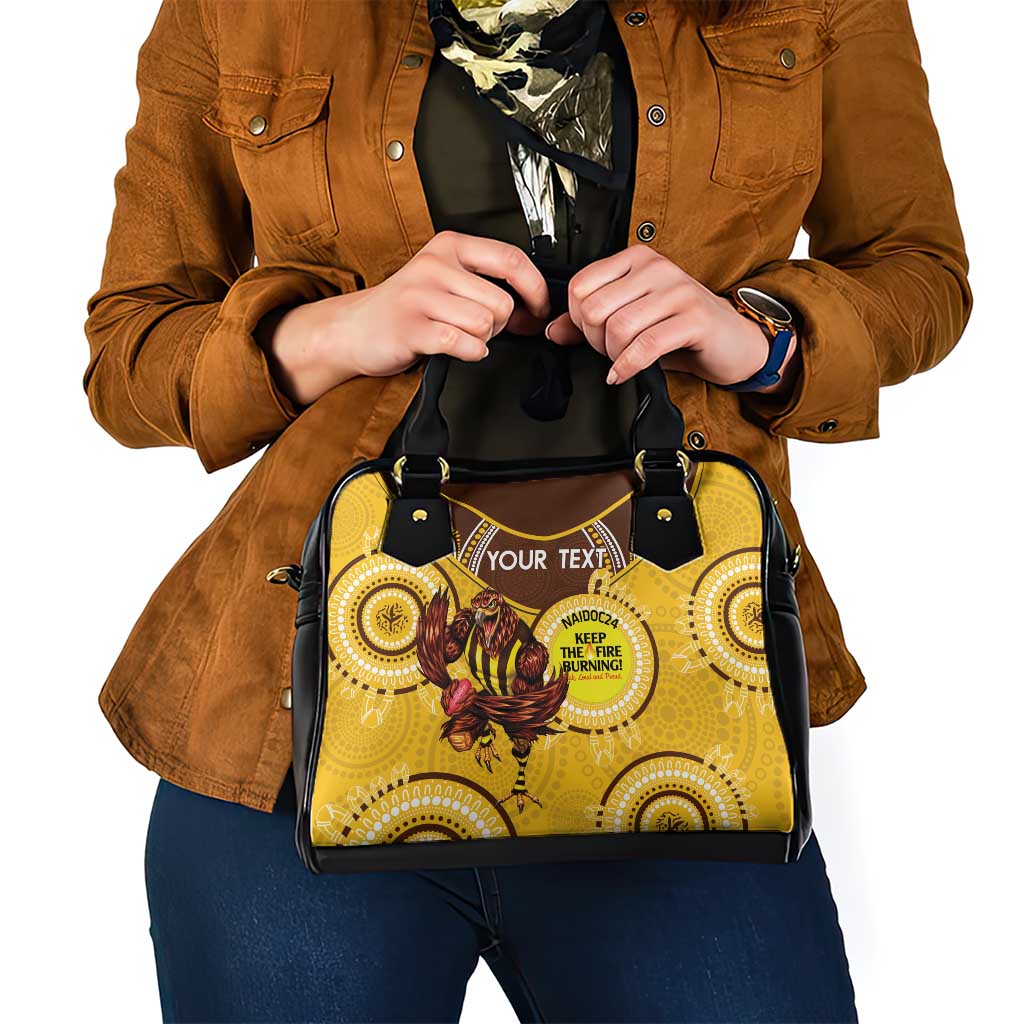 Custom AFL Hawkthorn NAIDOC Week Shoulder Handbag Keep The Fire Burning Indigenous Art