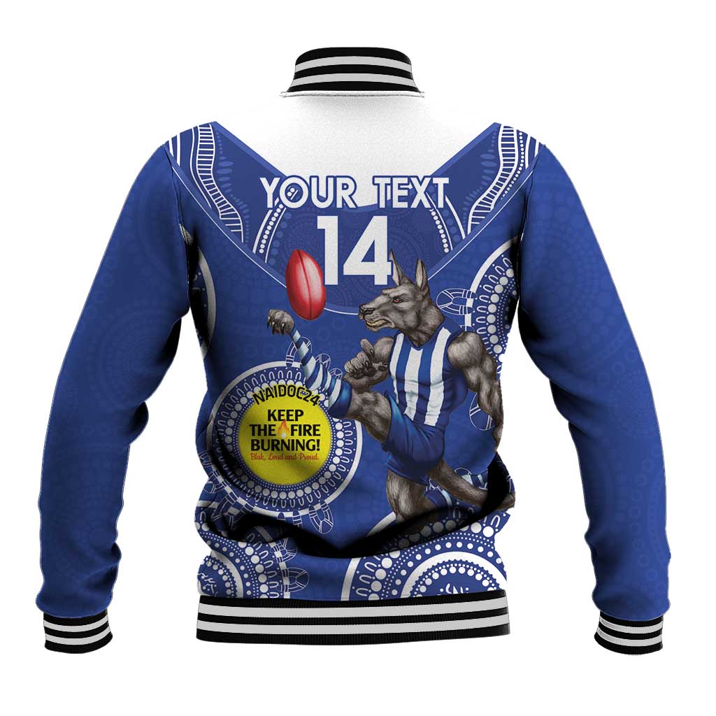 Custom AFL Kangaroos NAIDOC Week Baseball Jacket Keep The Fire Burning Indigenous Art