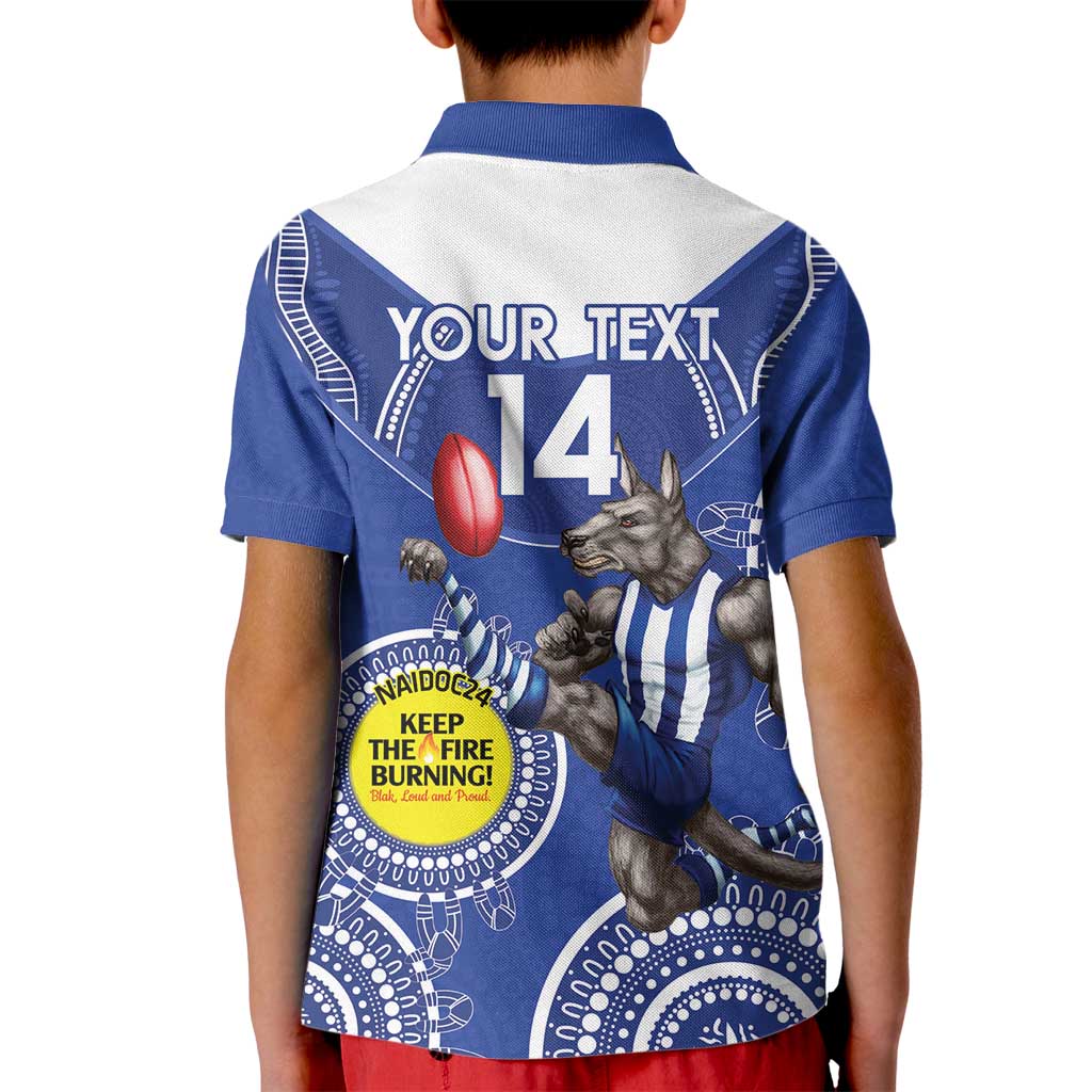 Custom AFL Kangaroos NAIDOC Week Kid Polo Shirt Keep The Fire Burning Indigenous Art