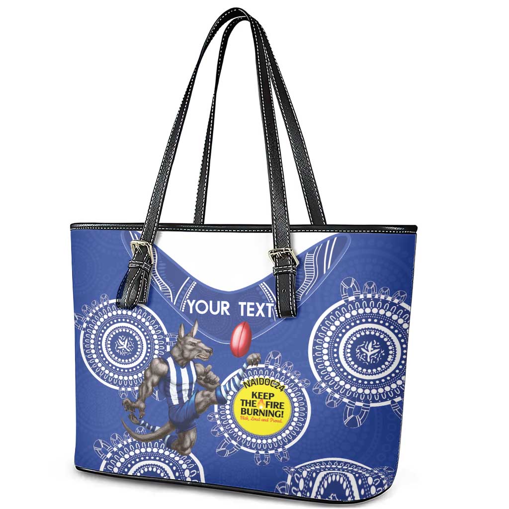 Custom AFL Kangaroos NAIDOC Week Leather Tote Bag Keep The Fire Burning Indigenous Art