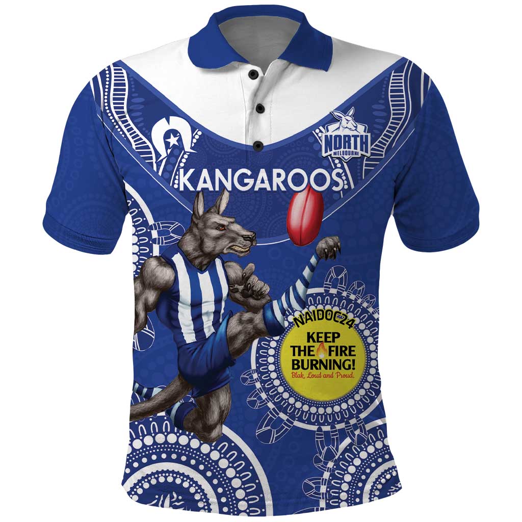 Custom AFL Kangaroos NAIDOC Week Polo Shirt Keep The Fire Burning Indigenous Art