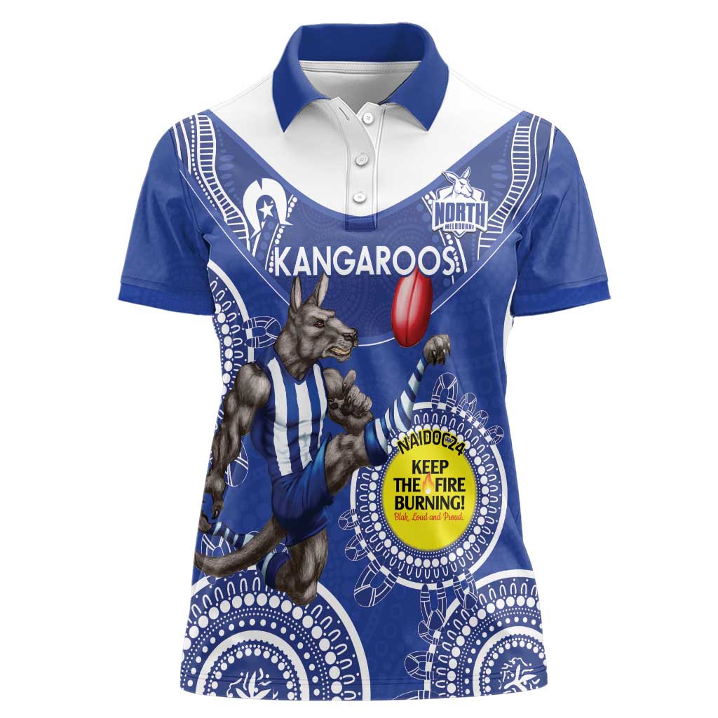 Custom AFL Kangaroos NAIDOC Week Women Polo Shirt Keep The Fire Burning Indigenous Art