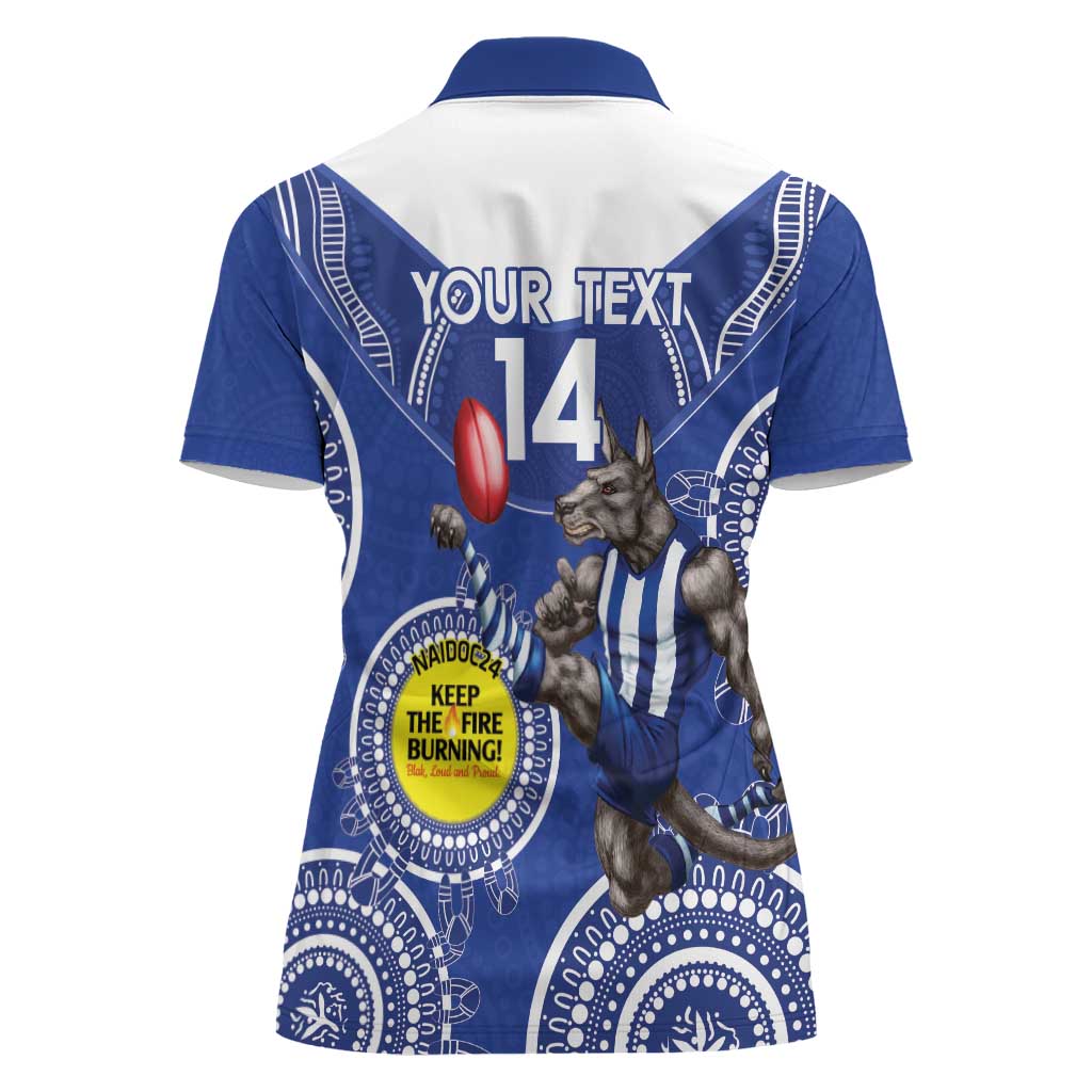 Custom AFL Kangaroos NAIDOC Week Women Polo Shirt Keep The Fire Burning Indigenous Art