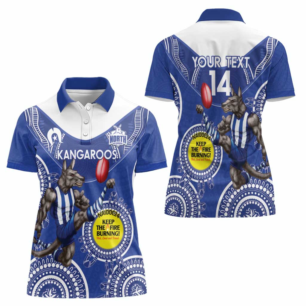 Custom AFL Kangaroos NAIDOC Week Women Polo Shirt Keep The Fire Burning Indigenous Art