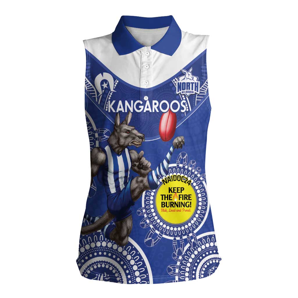 Custom AFL Kangaroos NAIDOC Week Women Sleeveless Polo Shirt Keep The Fire Burning Indigenous Art