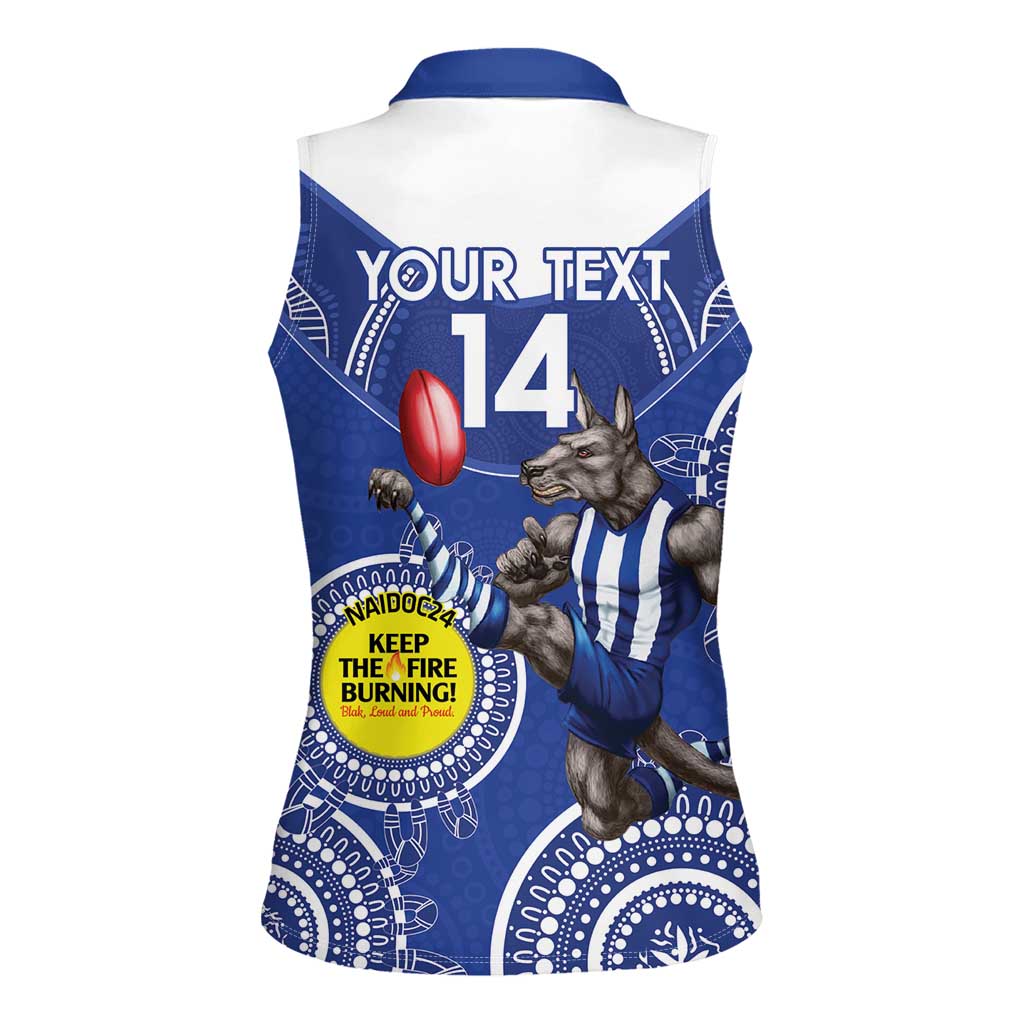 Custom AFL Kangaroos NAIDOC Week Women Sleeveless Polo Shirt Keep The Fire Burning Indigenous Art