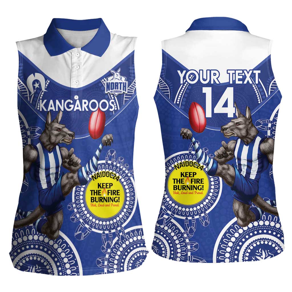 Custom AFL Kangaroos NAIDOC Week Women Sleeveless Polo Shirt Keep The Fire Burning Indigenous Art