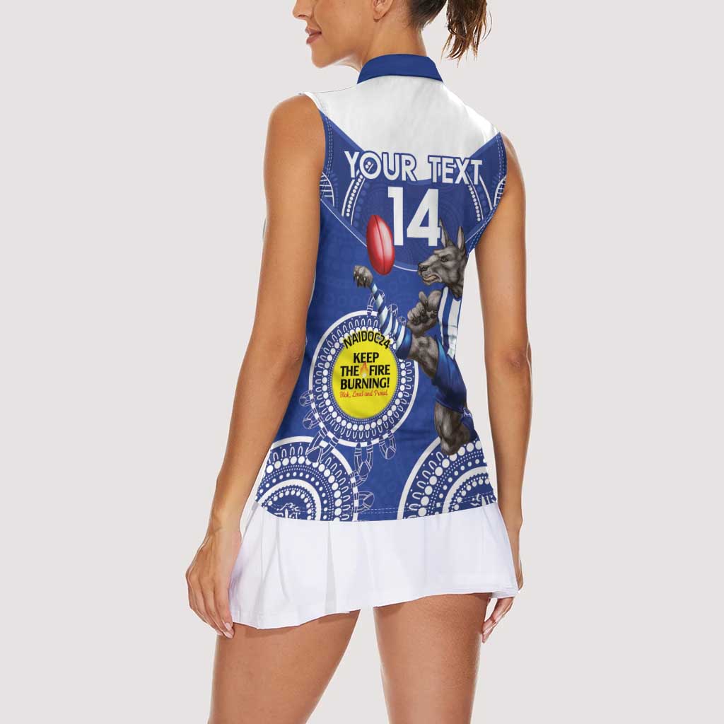 Custom AFL Kangaroos NAIDOC Week Women Sleeveless Polo Shirt Keep The Fire Burning Indigenous Art