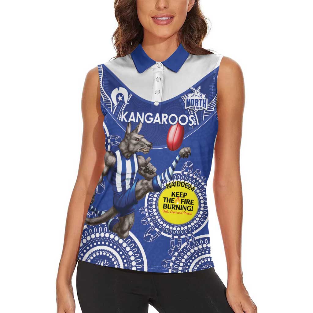 Custom AFL Kangaroos NAIDOC Week Women Sleeveless Polo Shirt Keep The Fire Burning Indigenous Art