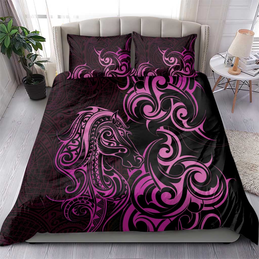 Pink Aoteara Horse Racing Bedding Set NZ Maori Pattern