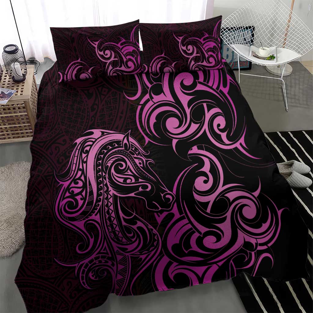 Pink Aoteara Horse Racing Bedding Set NZ Maori Pattern